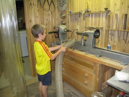 Lawrence Kristan & Liam - Helping Get Ready for Woodturning Season